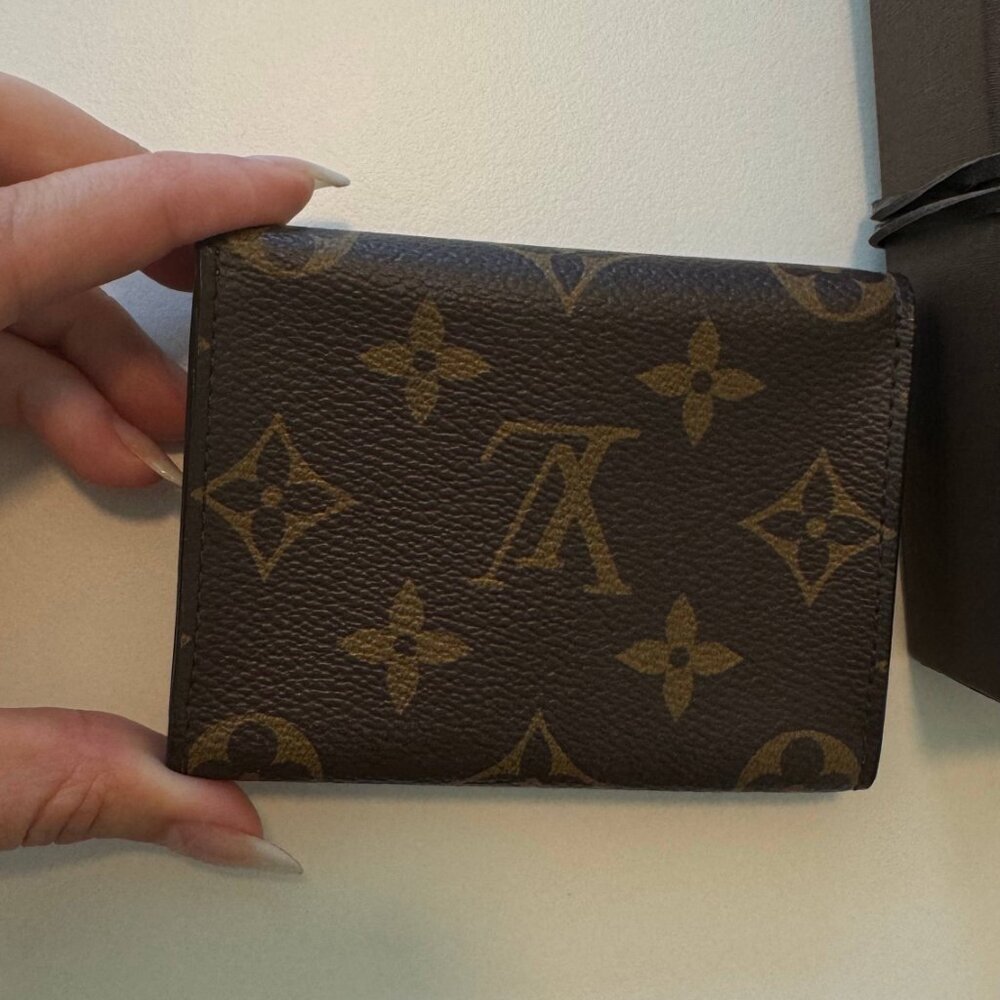 Louis Vuitton Womens Monogram Elise LV Business Card Holder Case Brown 4.25x3.25 - Picture 3 of 16